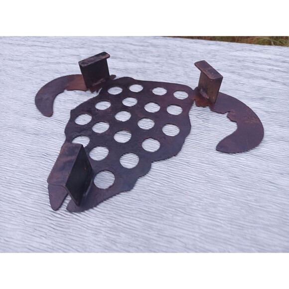 Bull Head Steel Plate Art Trivet Wall Decor Farm House Barn Cabin Cowboy - Picture 7 of 8